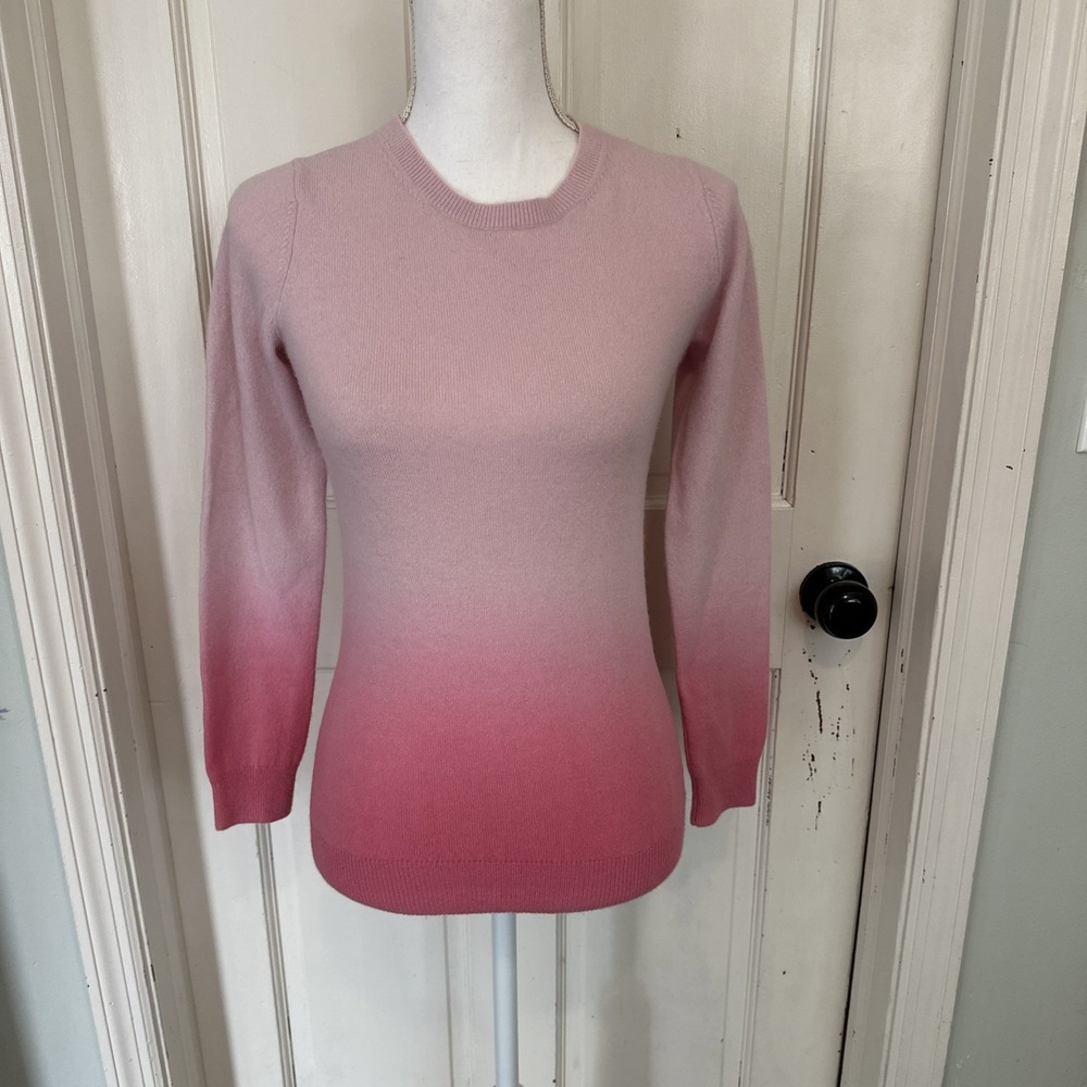 BODEN 100% CASHMERE OMBRÉ PINK ROUND‎ NECK LONG SLEEVED JUMPER SIZE 2